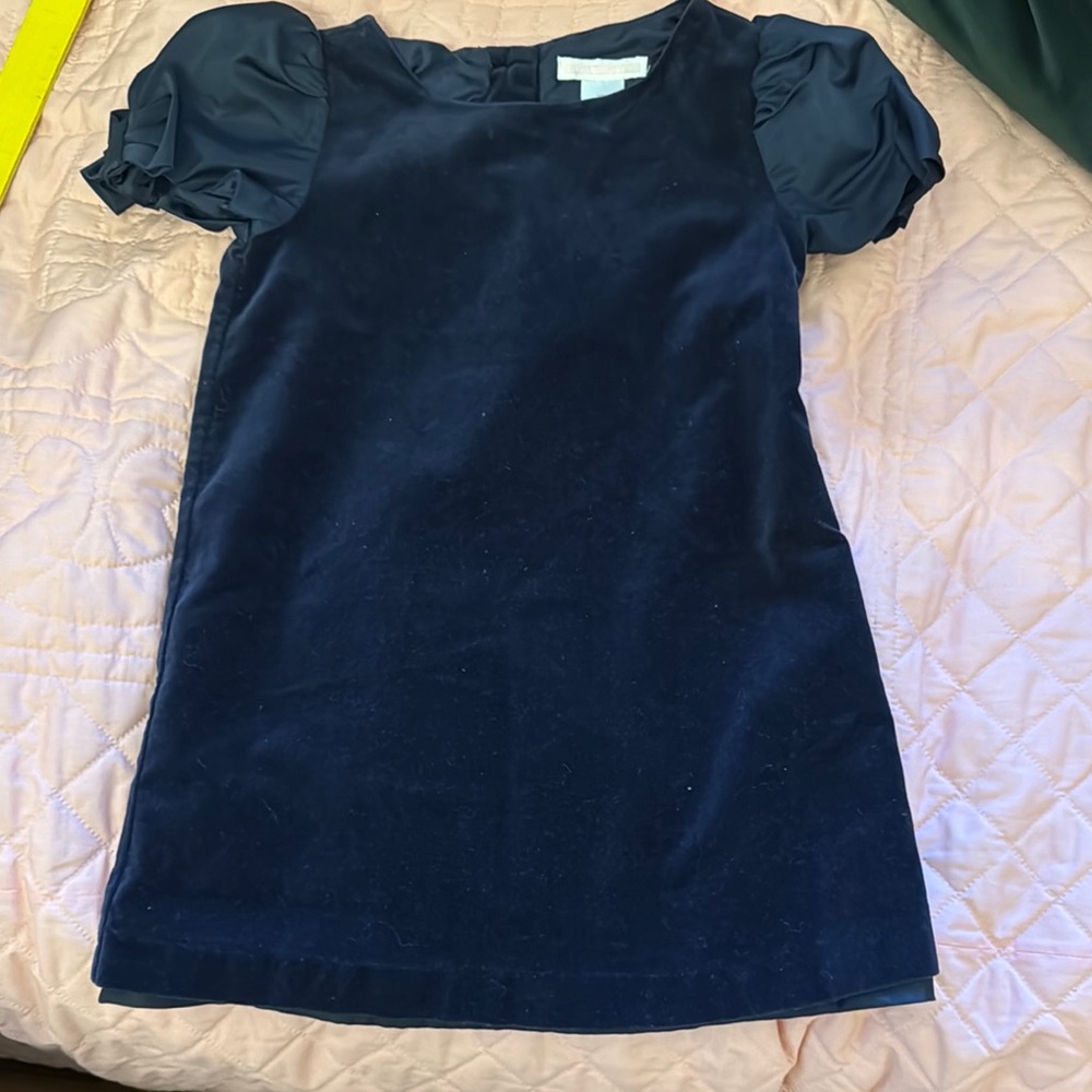 Janie & Jack Velvet & Satin Bow Sleeved Dress